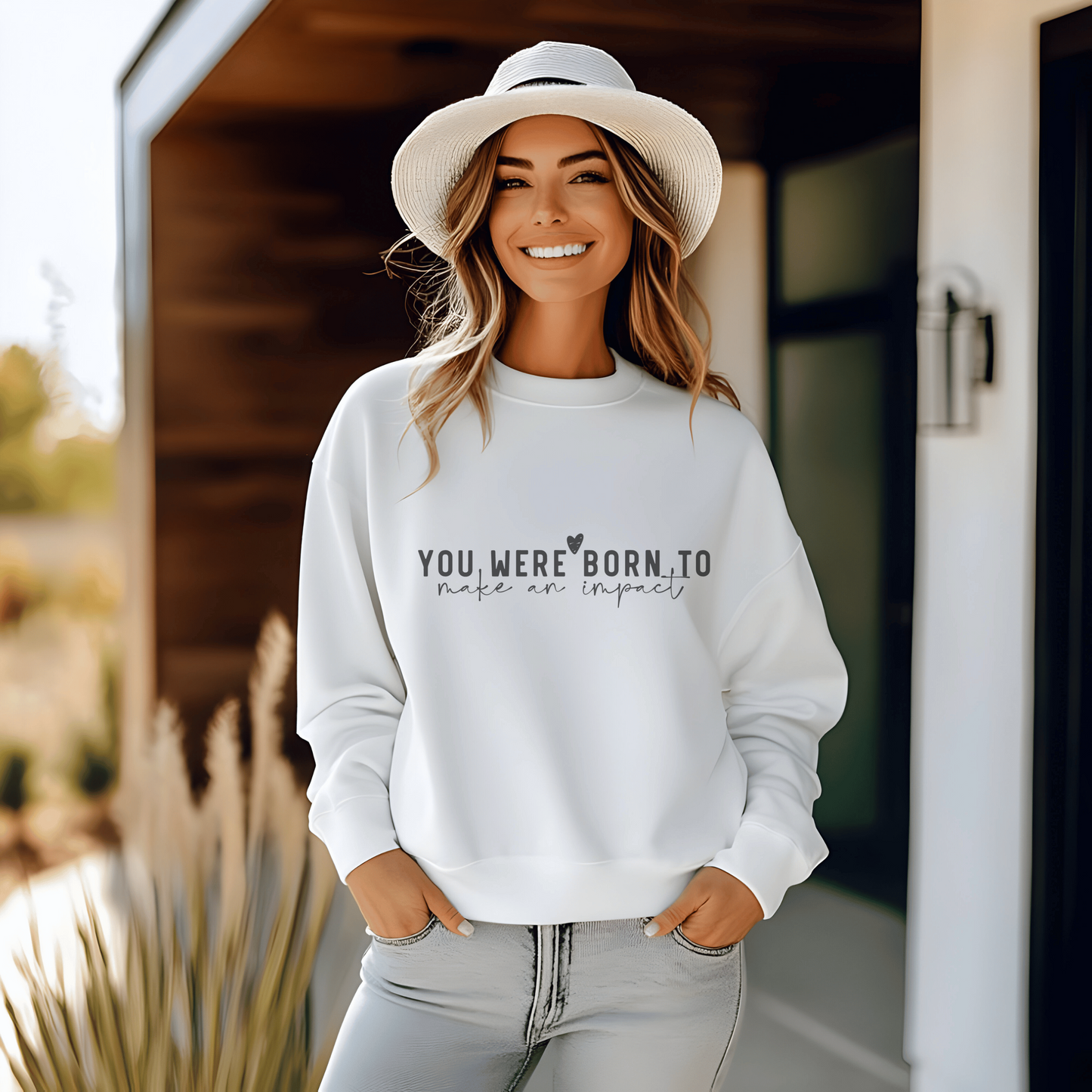 You Were Born to Make an Impact Sweatshirt, Inspirational Quote Crewneck, Motivational Pullover, Unisex Cozy Sweatshirt, Empowerment Gift