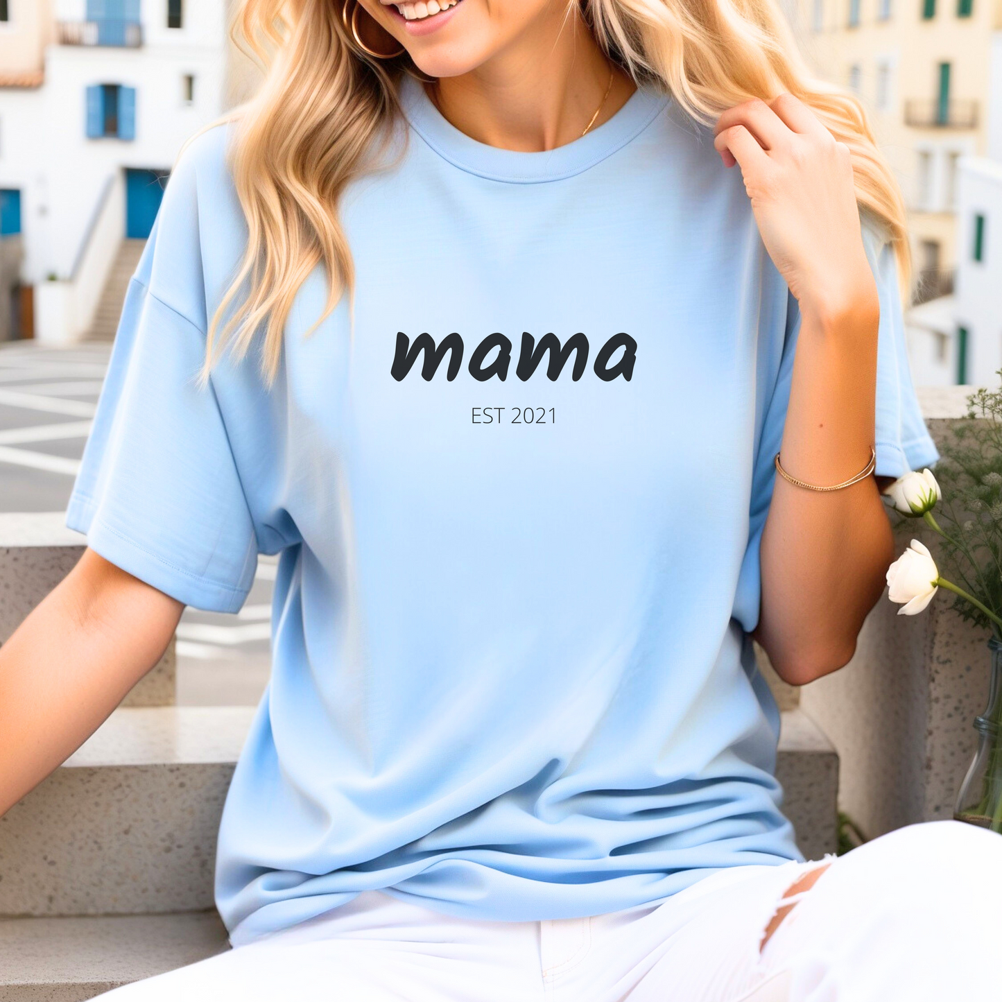 Mama Est 2021 Shirt, Custom Printed Tee, Personalized Cotton T-Shirt, Gift for Moms, Graphic Mother's Day Gift, Gildan Heavy Cotton Tee
