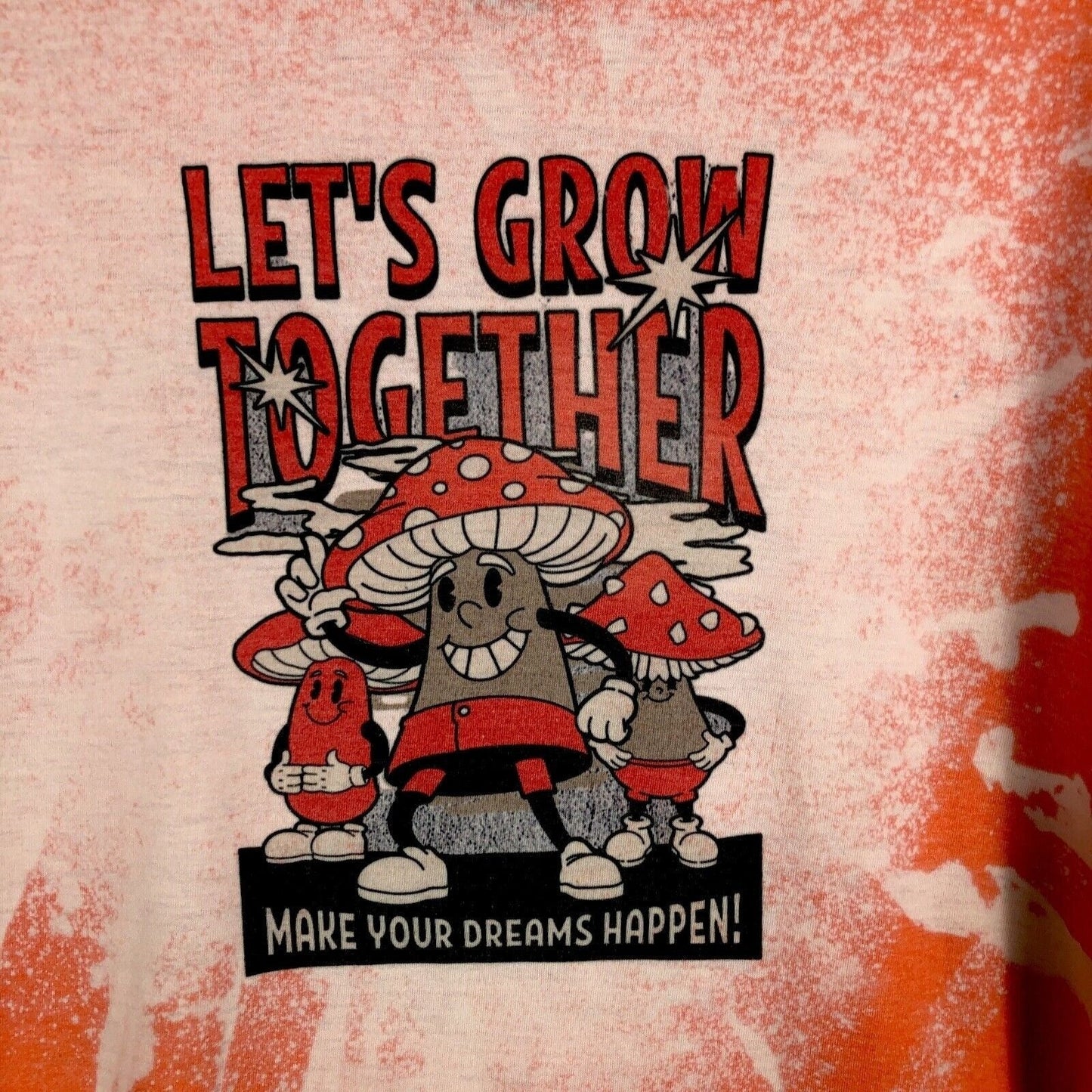 Woman's T Shirt Retro Top Let's Grow Together Hippie Vibes Mushroom Groovy Shirt