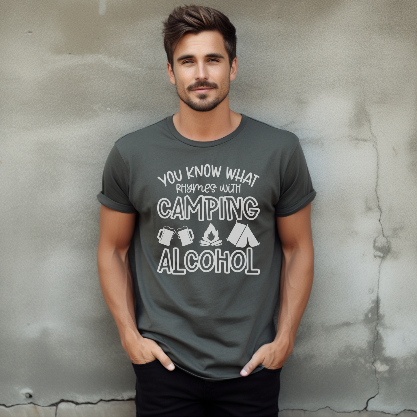 Comfort Colors You Know What Rhymes With Camping Funny Shirt, Alcohol Camping Tee, Drinking Humor T-Shirt, Outdoor Party Gift