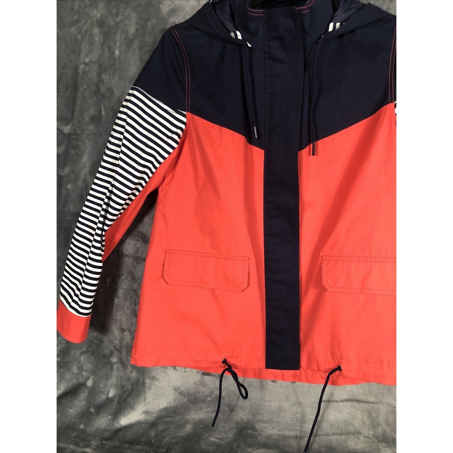 Crown & Ivy Woman's Jacket  Blue Orange White Hooded Adult Size Small