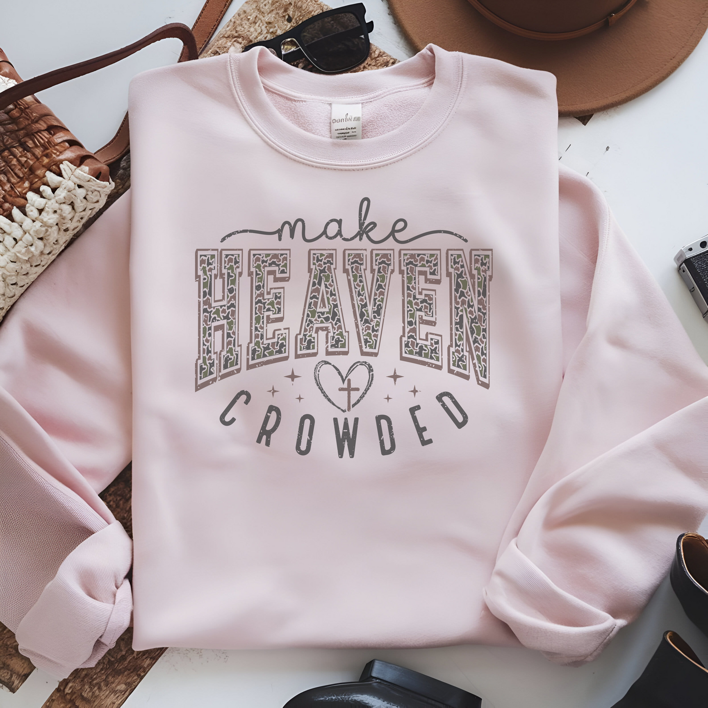 Christian Apparel Unisex Sweatshirt, Religious Crewneck, Camo Print, Spiritual Comfort, Inspirational Gift, Faith-Based Clothing, Positive