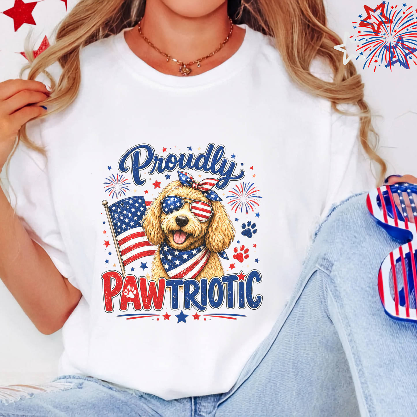 Proudly Pawtriotic Dog T-Shirt, Pet Lover Gift, Patriotic Dog Shirt, USA Flag Dog Tee, Funny Dog Graphic Shirt