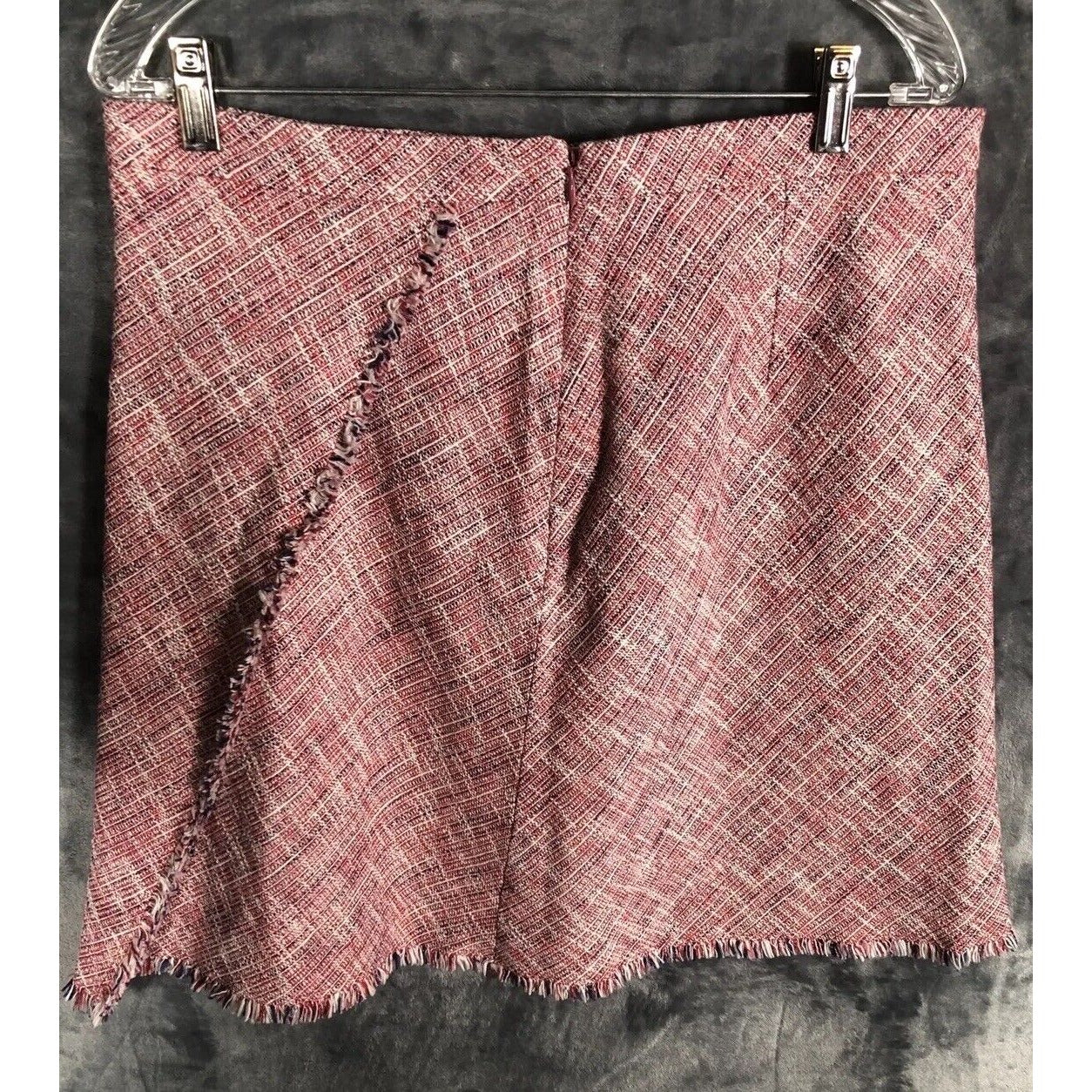 Banana Republic Womens Tweed Pink Fringe A Line Lined Skirt Faux Wrap Size 12