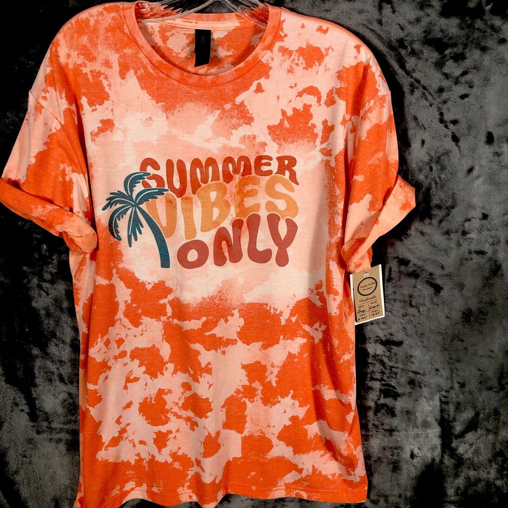 Womens Summer Vibes Short Sleeve Shirt Summer Graphic Tee Trendy Beach Shirt