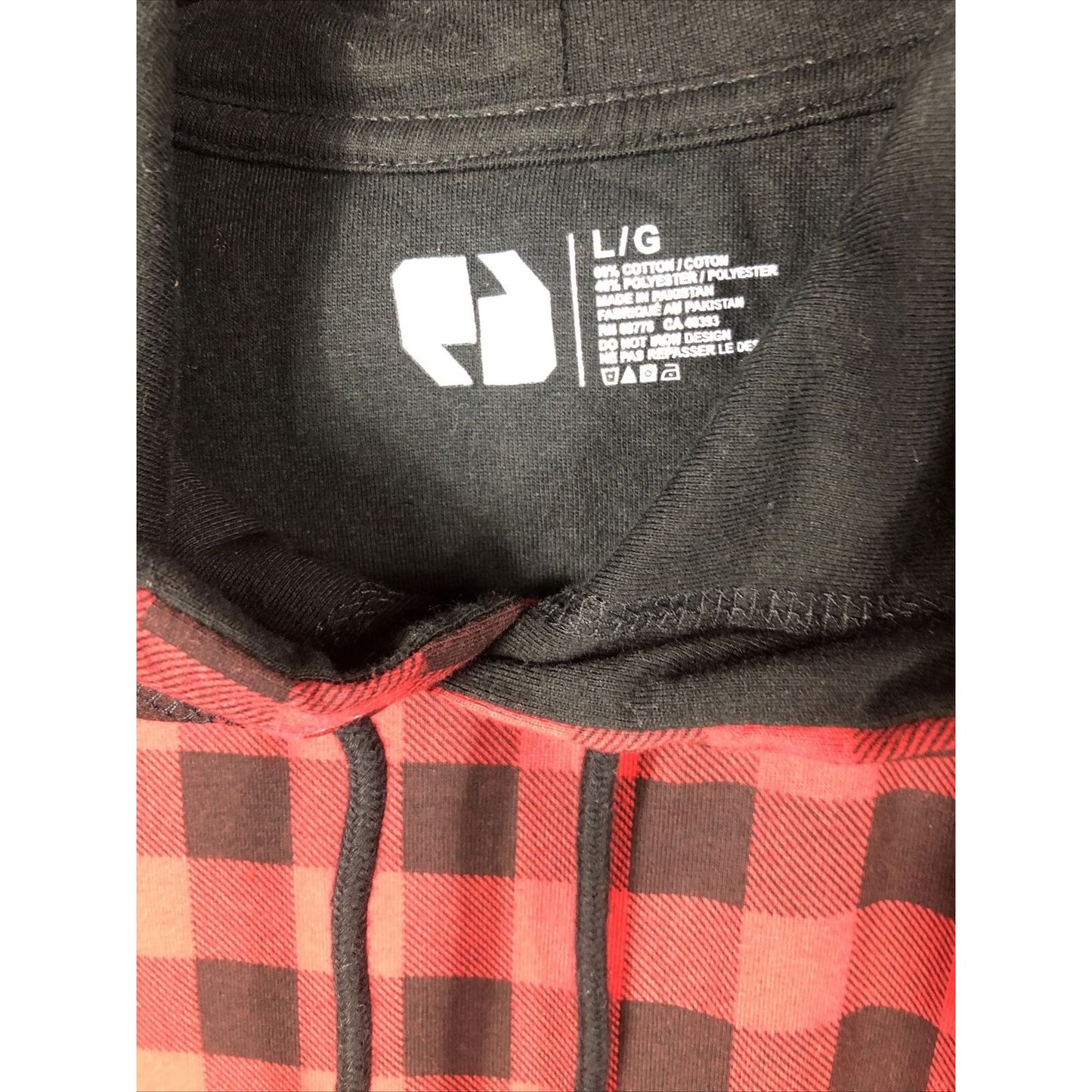 Red & Black Plaid Hoodie Men’s Large Long Sleeve With Side Zippers