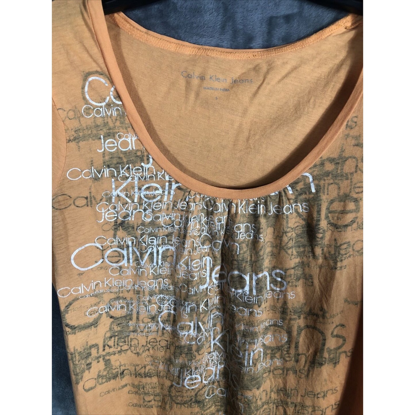 Women’s Calvin Klein Jeans Shirt Orange And Silver Size Adult Small