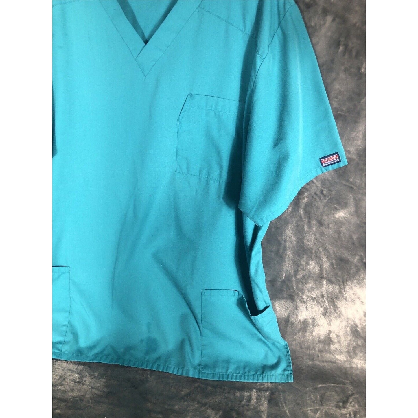 Cherokee Scrubs Unisex Workwear V Neck Scrub Shirt Blue/Green Medical Scrub Top