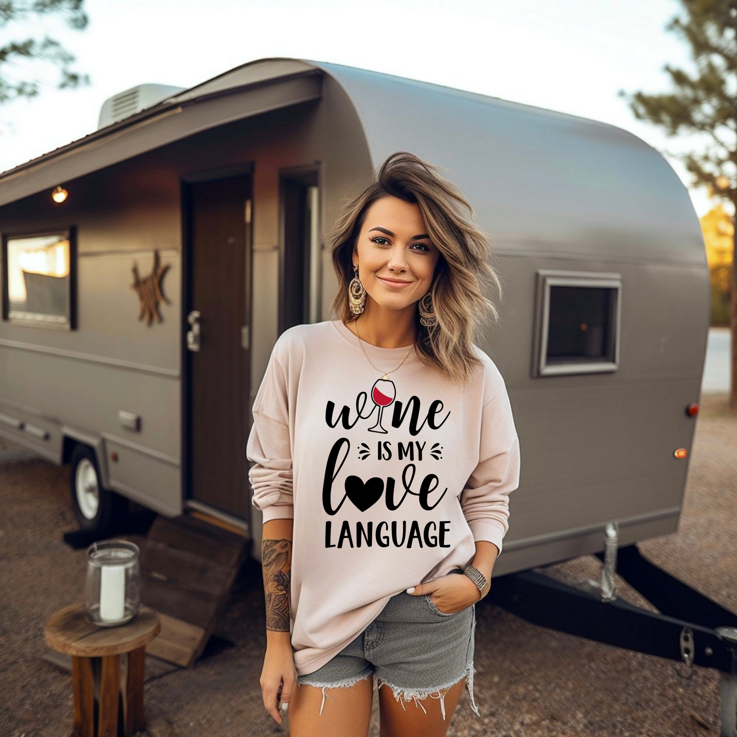 Wine Is My Love Language Sweatshirt • Wine Lover Gift • Funny Wine Shirt • Cozy Unisex Pullover • Wine Quote Graphic Sweatshirt