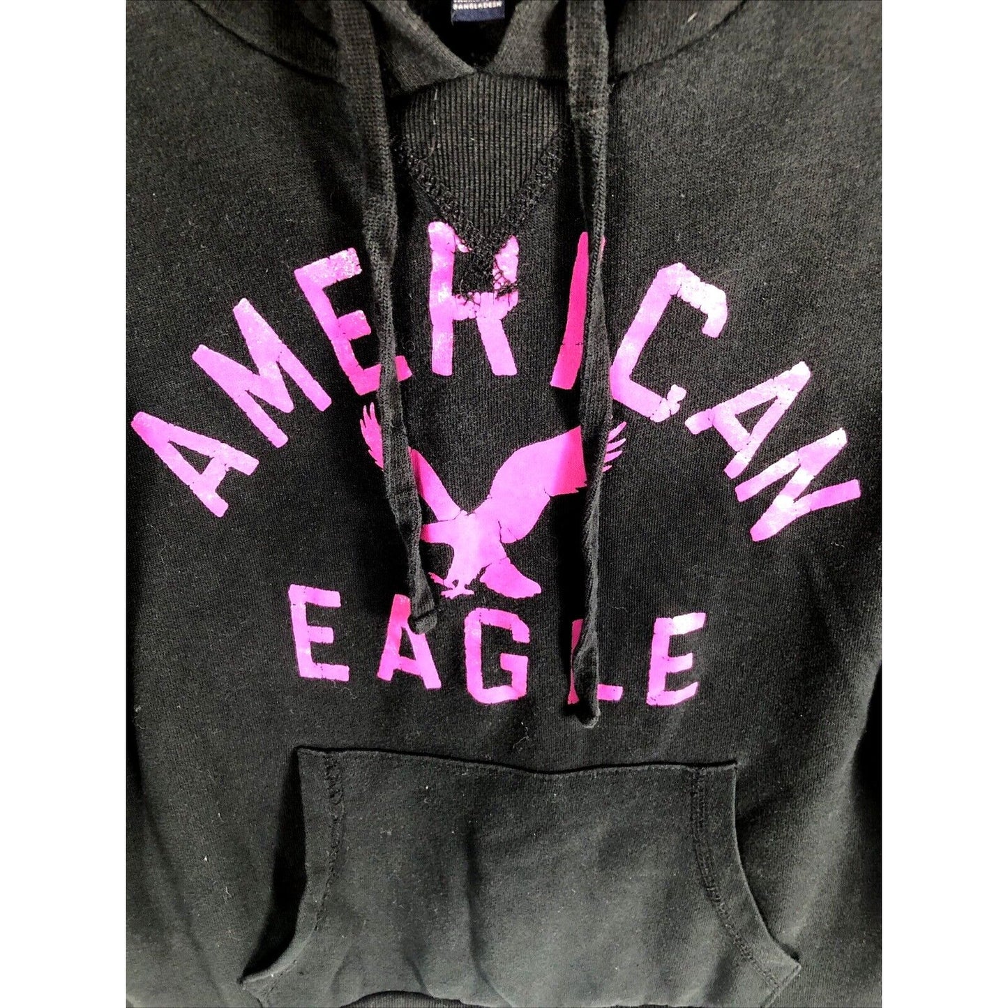 American Eagle Women’s Hoodie Black And Pink Size Small Sweatshirt