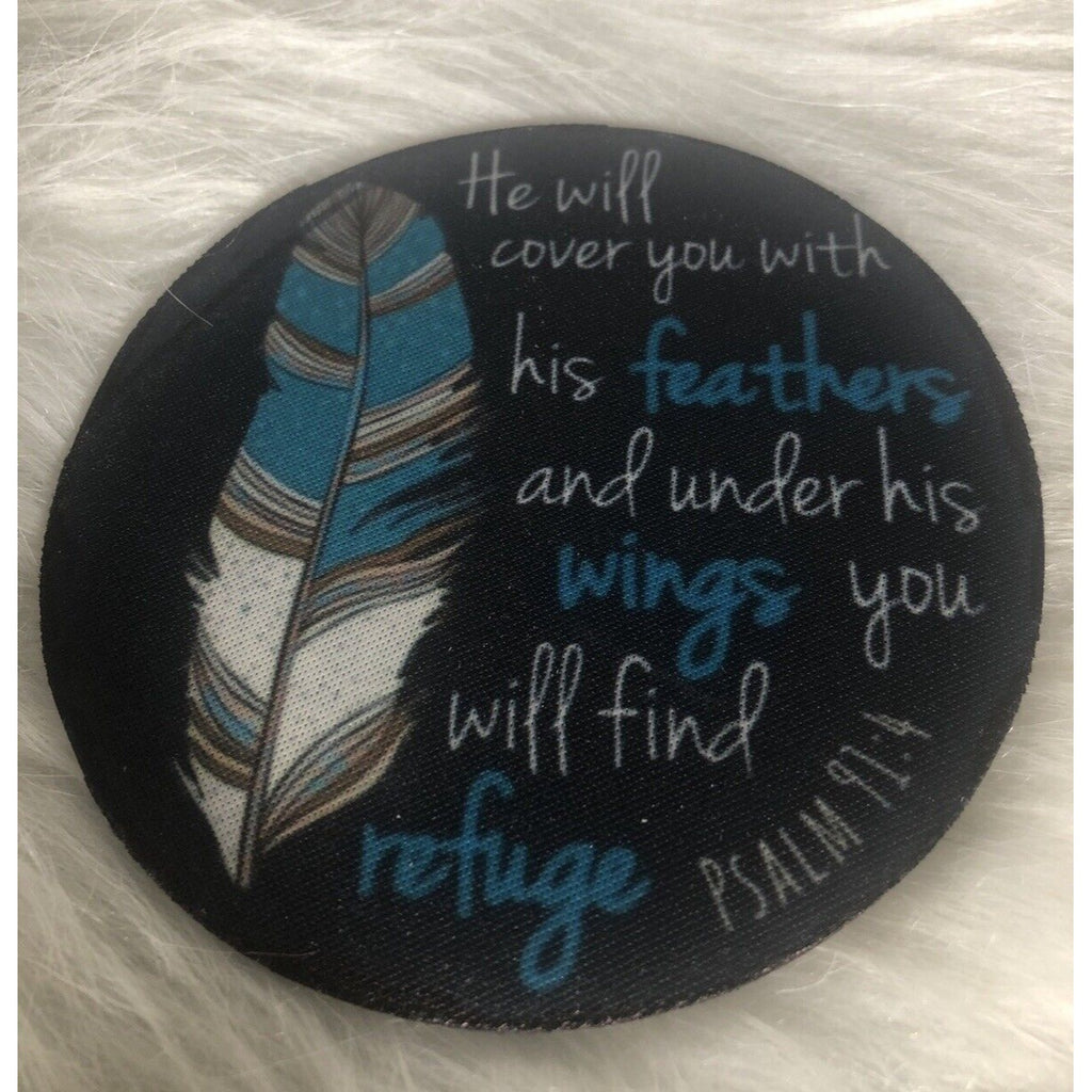 Jesus Coasters He Will Cover You With His Feathers Psalms 91.4 Anti-Skid 4 In
