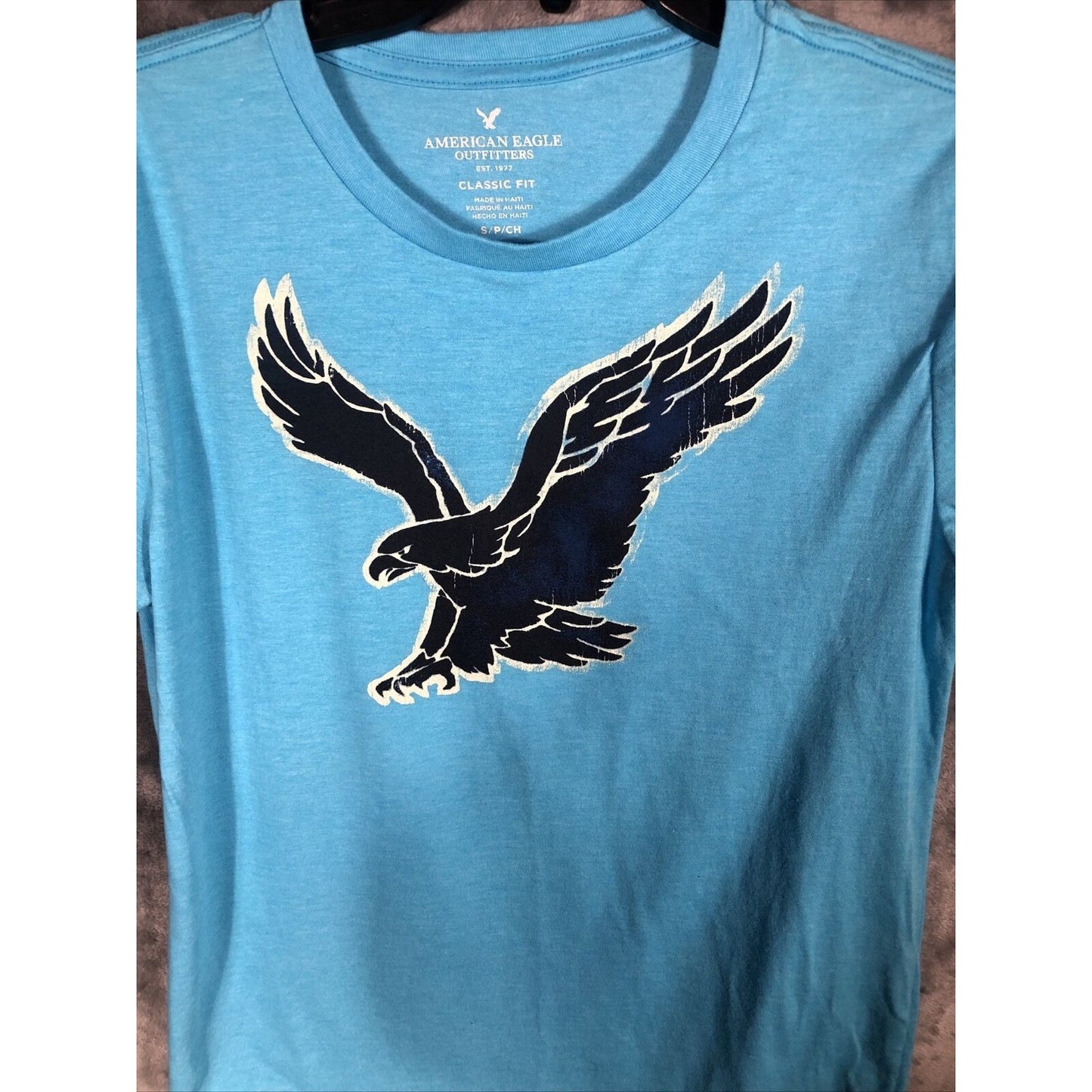 American Eagles T-Shirt Large Eagle Size Petite Small Blue
