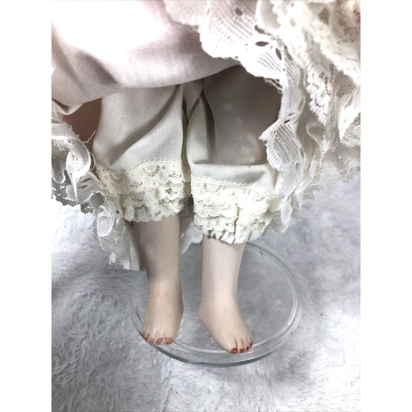 Vintage Porcelain Doll Bobble Head Movable Arms Legs / Stand