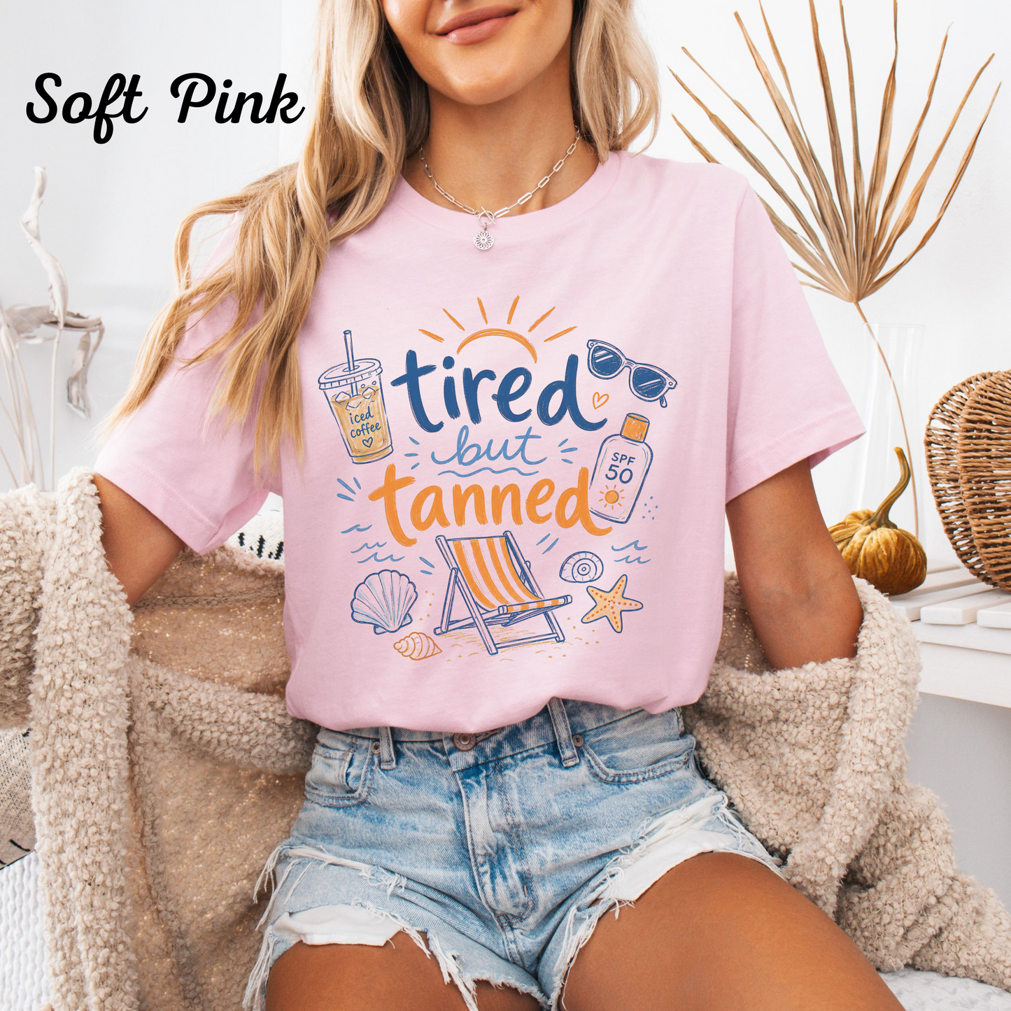 Tired but Tanned T-Shirt – Funny Summer Vacation Tee, Beach Graphic Shirt