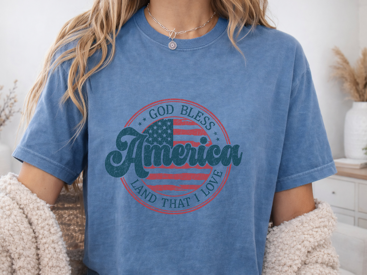 Patriotic God Bless America Shirt, USA Flag Graphic Tee, American Pride T-Shirt, Independence Day Apparel, Gift for Veterans