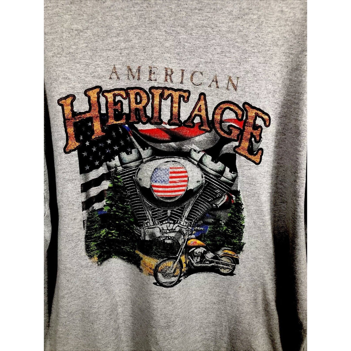 American Heritage T-Shirt Men’s Gray Biker Shirt Adult  X Large
