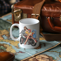 Pin-Up Girl Art Mug, Motorcycle Lover Gift, Retro Style Coffee Mug, Vintage Design Ceramic, 11oz 15oz Personalized Drinkware