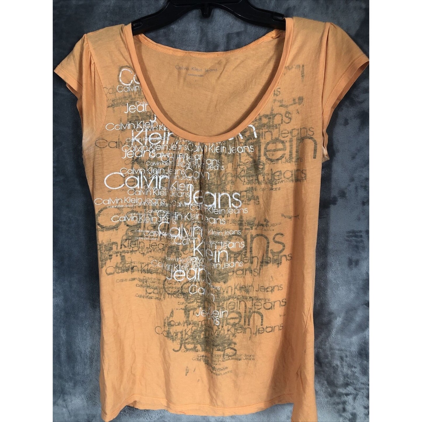 Women’s Calvin Klein Jeans Shirt Orange And Silver Size Adult Small