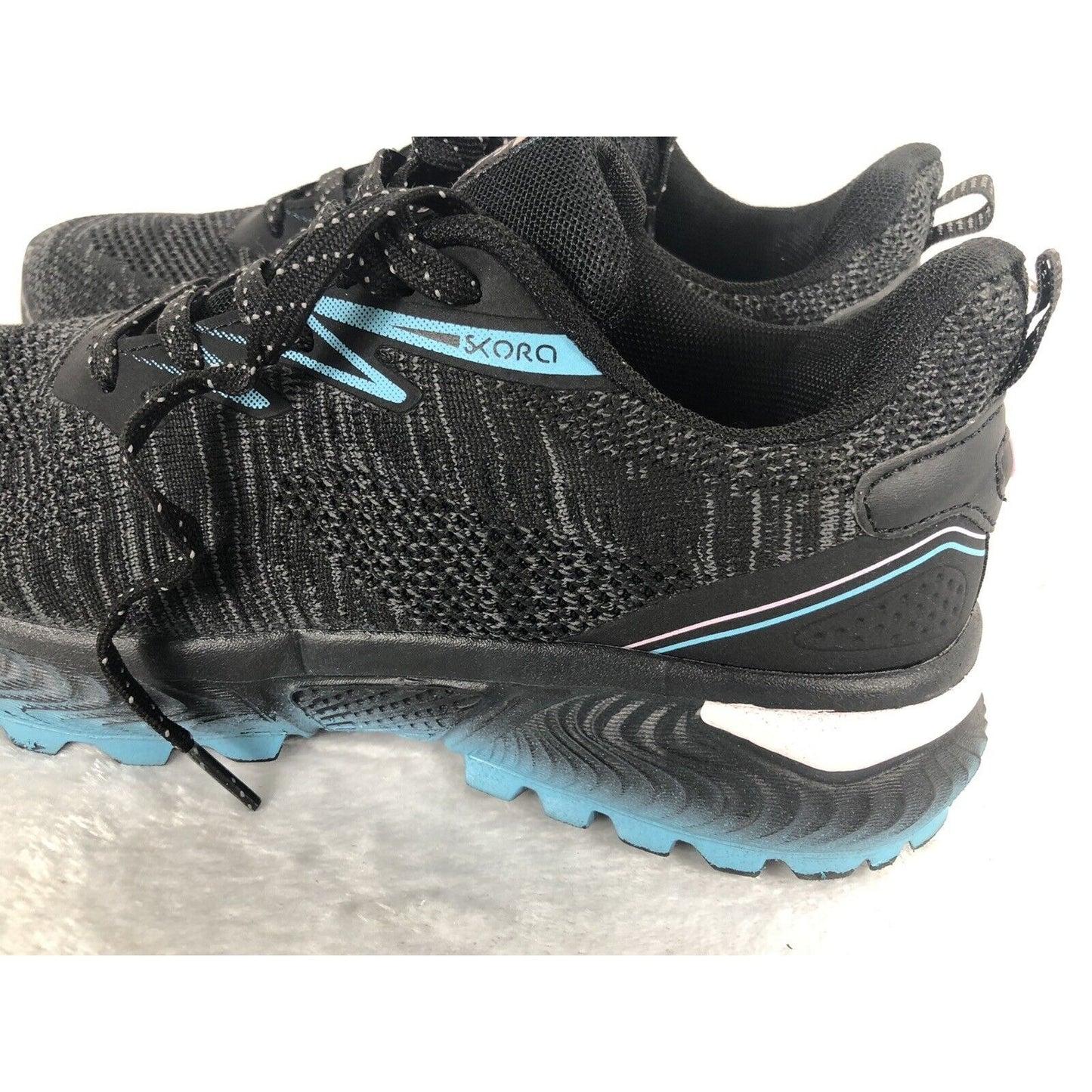 Skora Fit Running Shoes Woman's Black/Blue Lace-Up Training 8