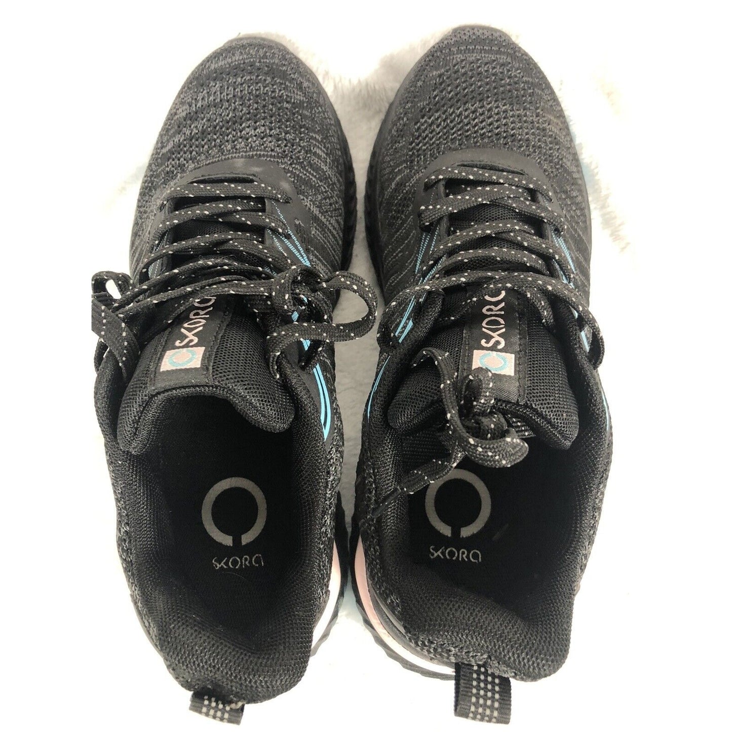 Skora Fit Running Shoes Woman's Black/Blue Lace-Up Training 8