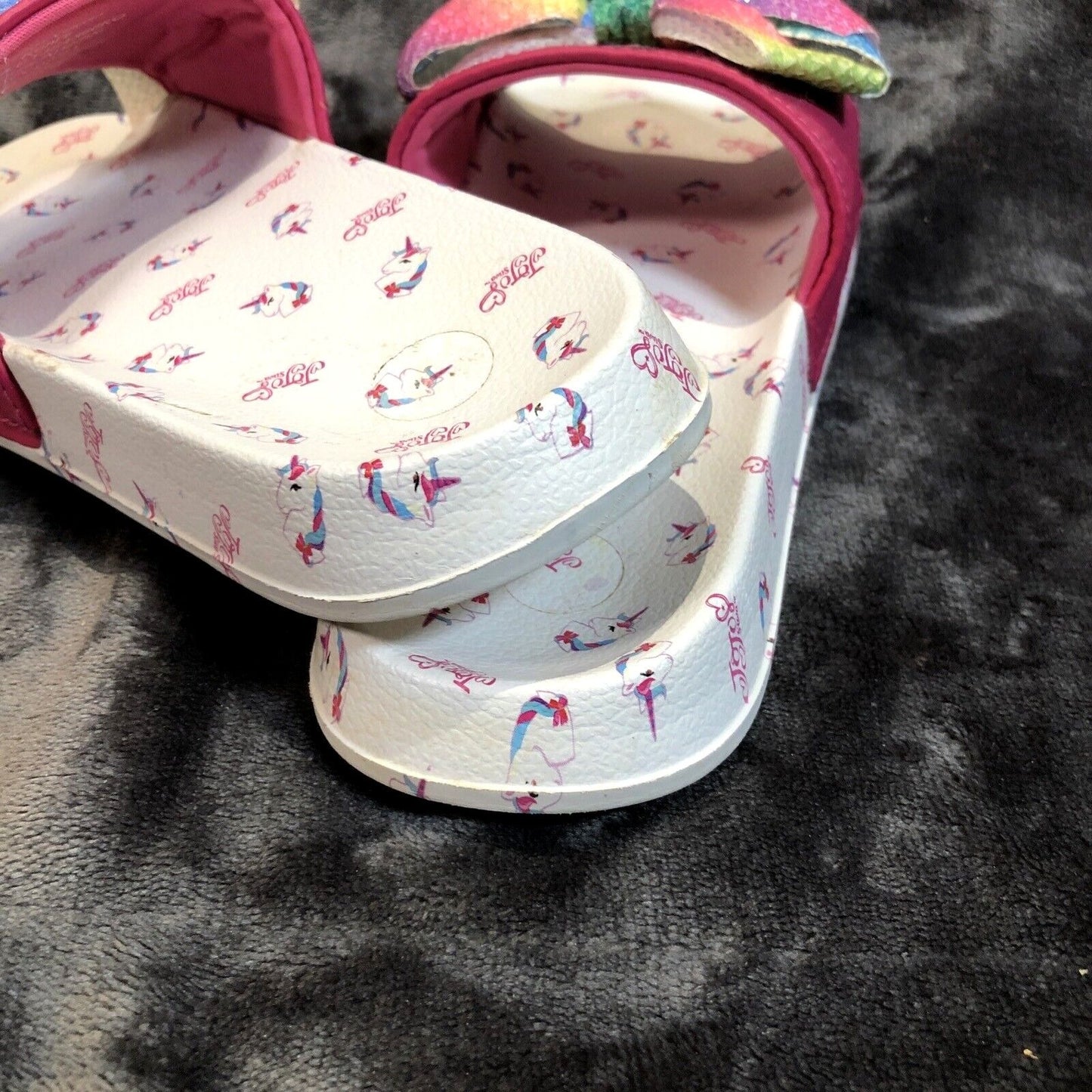 JoJo Shoes Sequence Slides Size 2-3 Youth Rainbow Pink Sandles