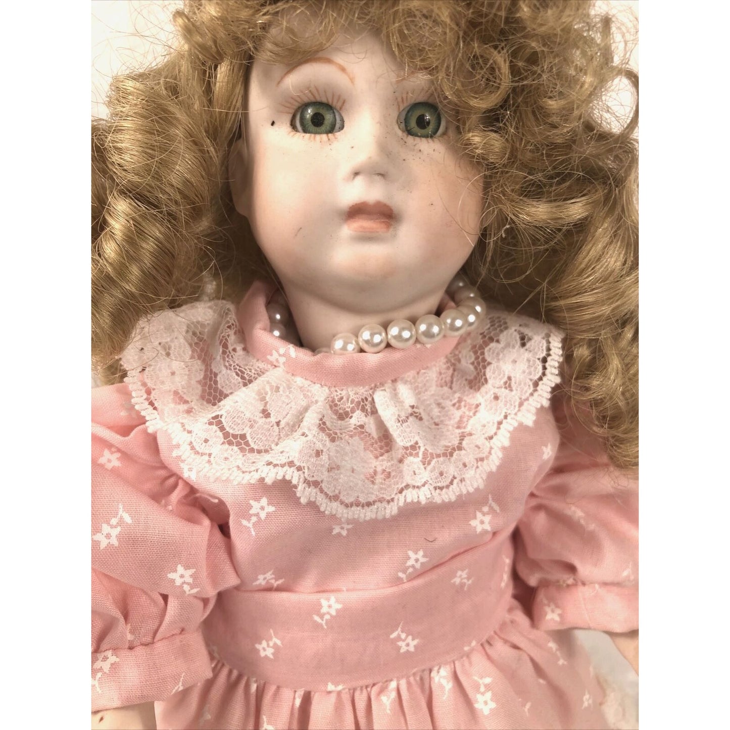 Vintage Porcelain Doll Bobble Head Movable Arms Legs / Stand