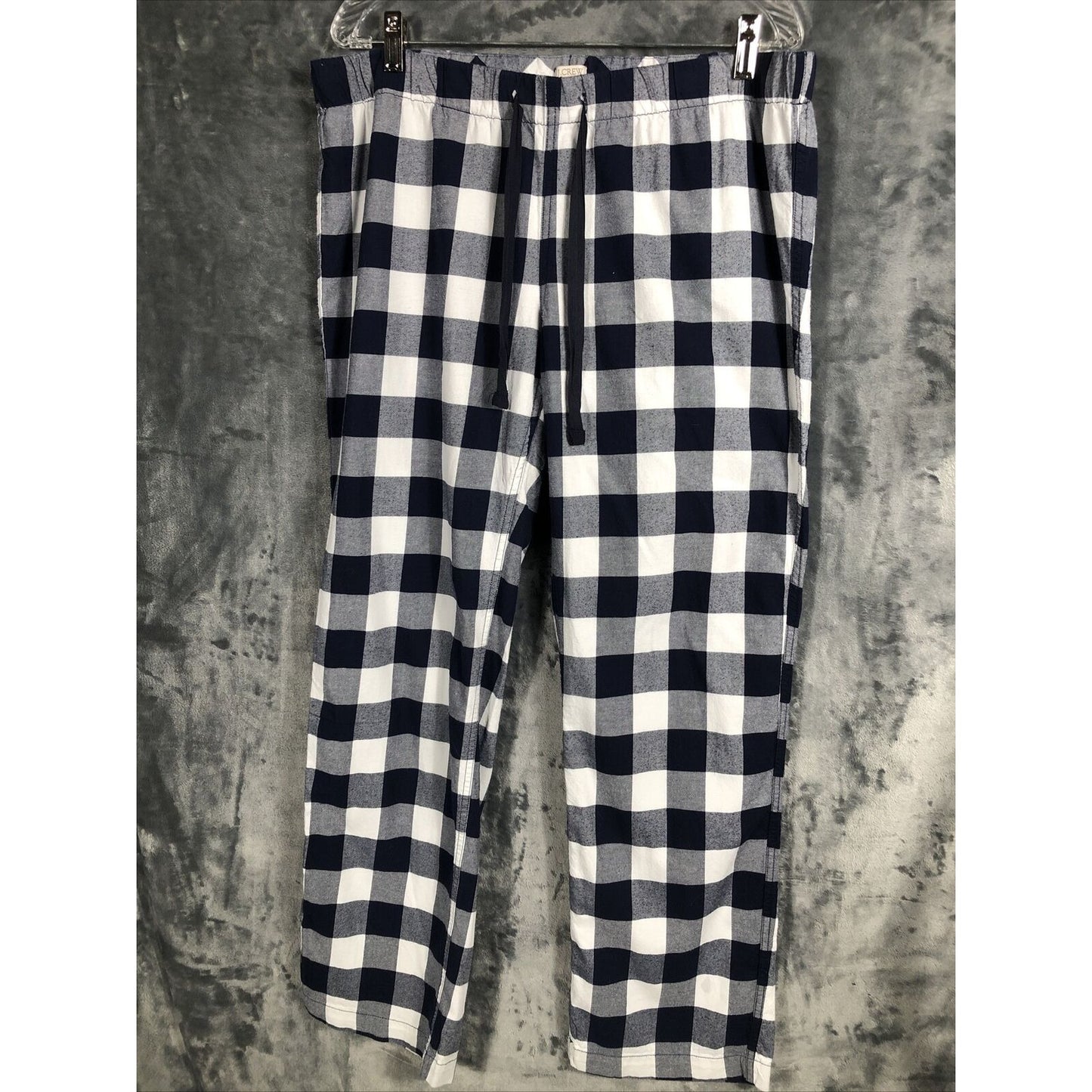J Crew pajamas pants Woman’s L 100% cotton weave flannel check navy blue