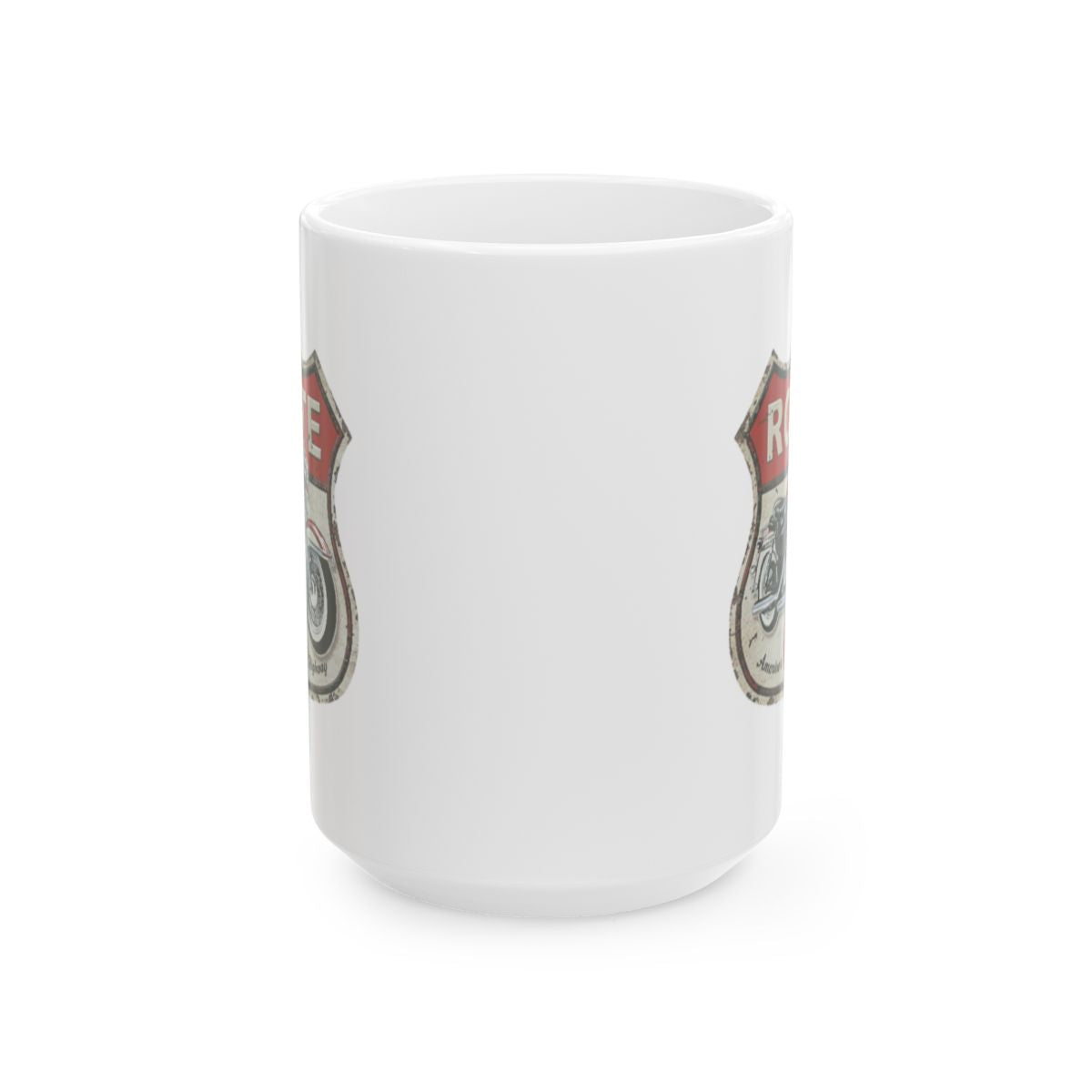 Motorcycle Enthusiast Gift, Route 66 Ceramic Coffee Mug, Americana Road Trip Decor, Personalized Mug for Bikers, Highway Travel Souvenir