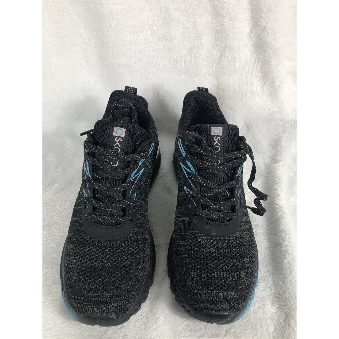 Skora Fit Running Shoes Woman's Black/Blue Lace-Up Training 8