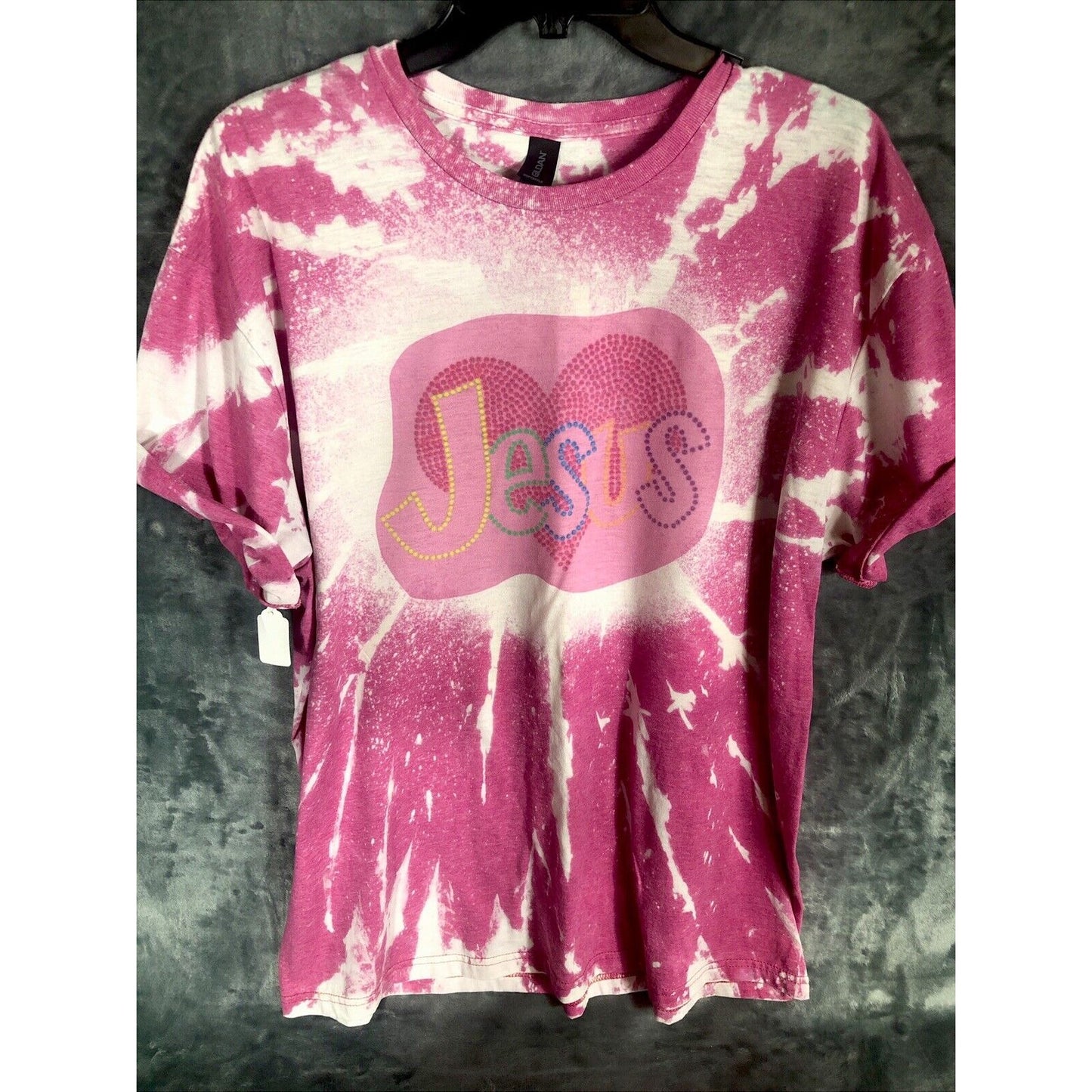 Custom Jesus T-Shirt Women’s Pink Size Extra Large Bleached Shirt