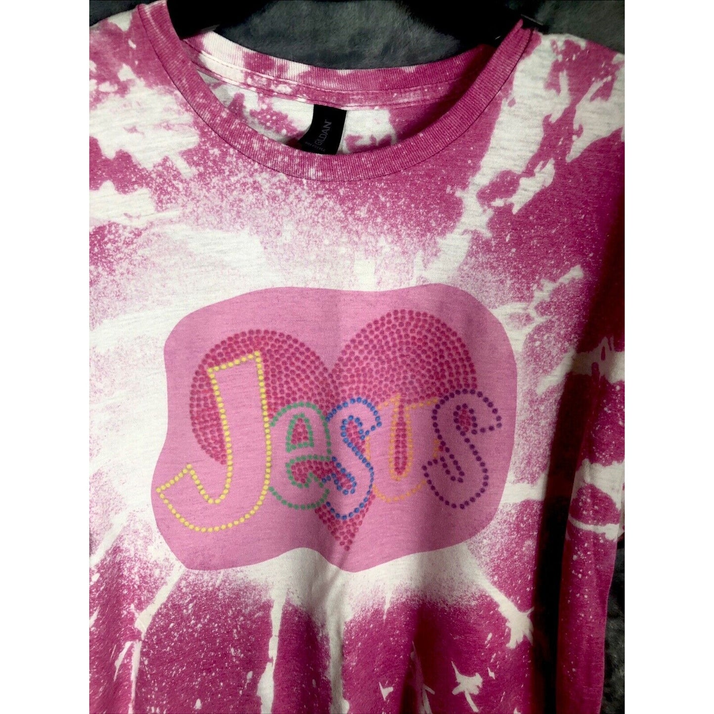 Custom Jesus T-Shirt Women’s Pink Size Extra Large Bleached Shirt