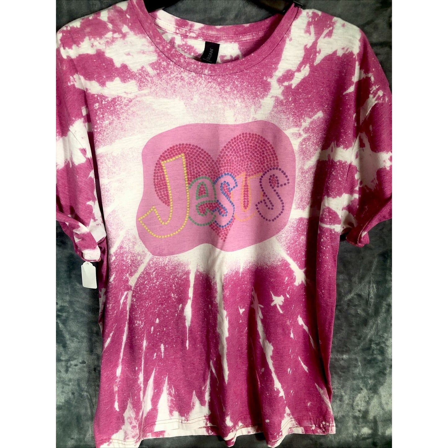 Custom Jesus T-Shirt Women’s Pink Size Extra Large Bleached Shirt