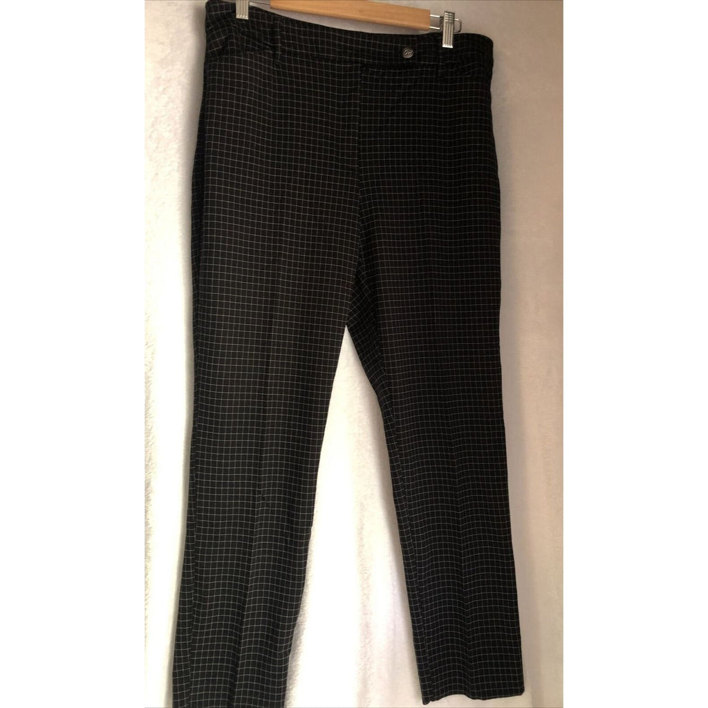 Women’s Tapered Ankle Plaid Black And Gray Dress Pants 12 Long