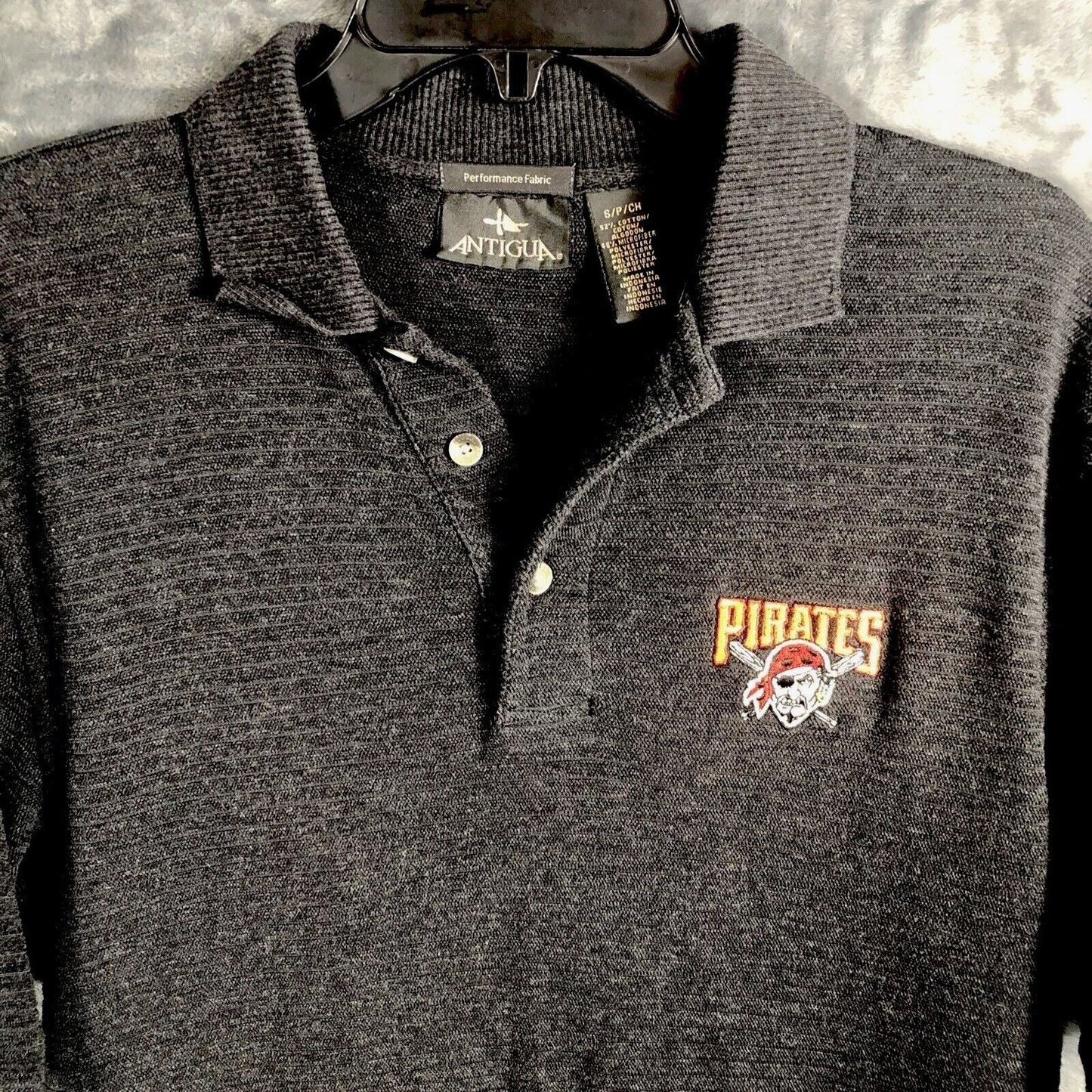 Antigua Golf Shirt Men’s Pirates Gray Adult Size Small