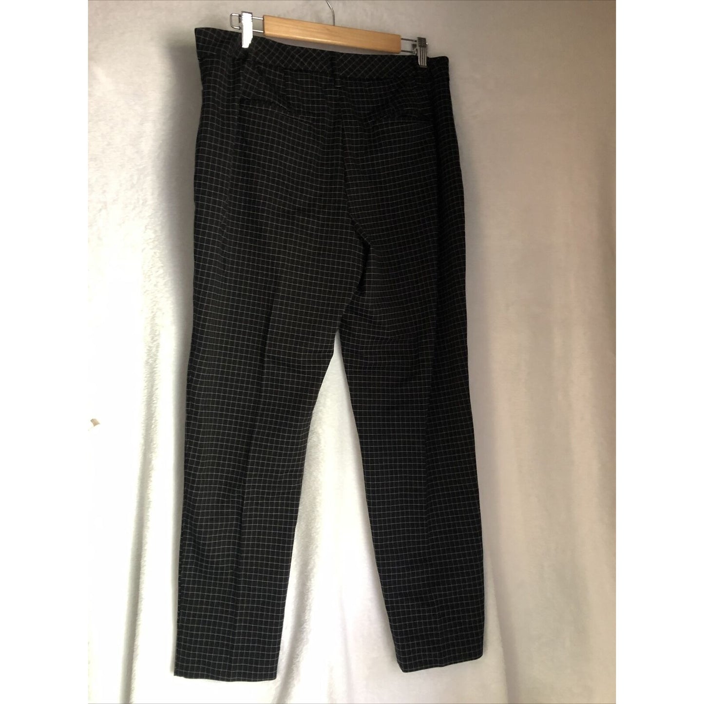 Women’s Tapered Ankle Plaid Black And Gray Dress Pants 12 Long