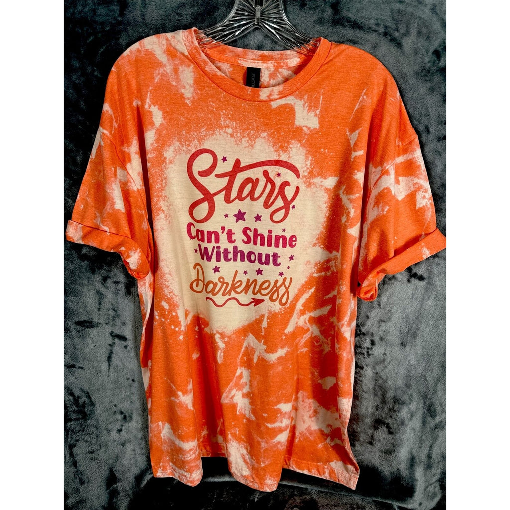 Women’s Shirt Stars Can’t Shine Without  Darkness Size Adult X L Orange Bleached
