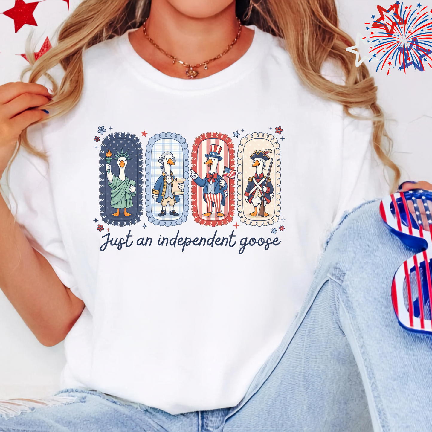 Just an Independent Goose T-Shirt, Patriotic Goose Shirt, Funny Animal Tee, 4th of July Gift, Unique USA Pride Apparel, Gift for Him or Her