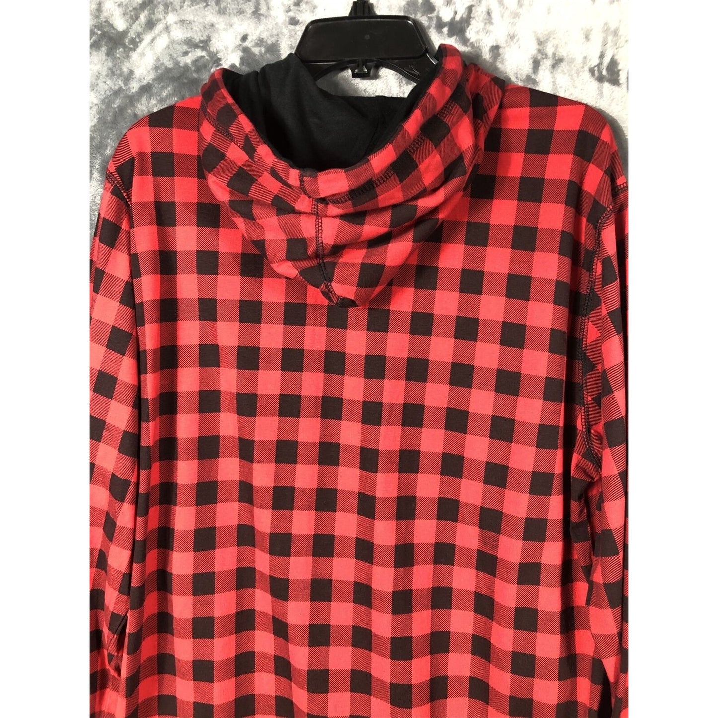 Red & Black Plaid Hoodie Men’s Large Long Sleeve With Side Zippers