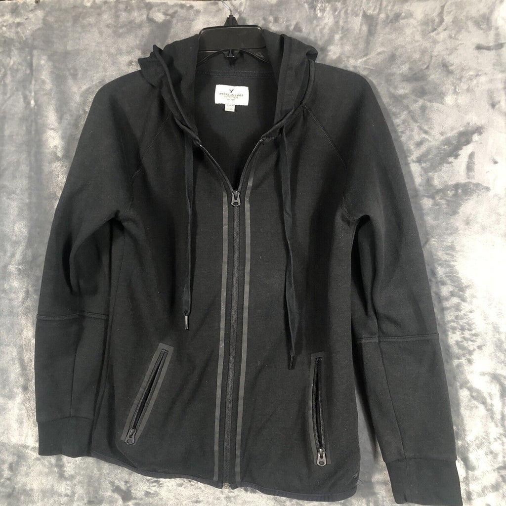 American Eagle Sweater Men’s Black Zip Up Hoodie Sweatshirt Super Soft