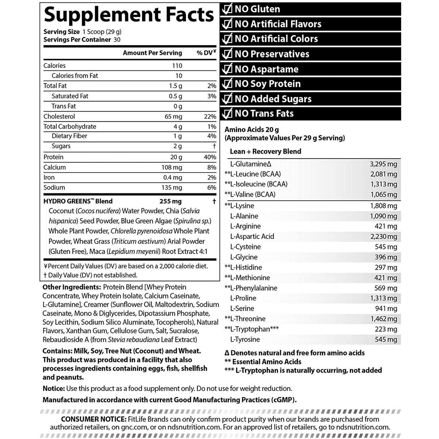 NDS Nutrition Amplify Smoothie Premium Whey Protein Powder Shake with Added Greens and Amino Acids - Build Lean Muscle, Gain Strength, Lasting Energy, and Lose Fat - Vanilla (30 Servings)