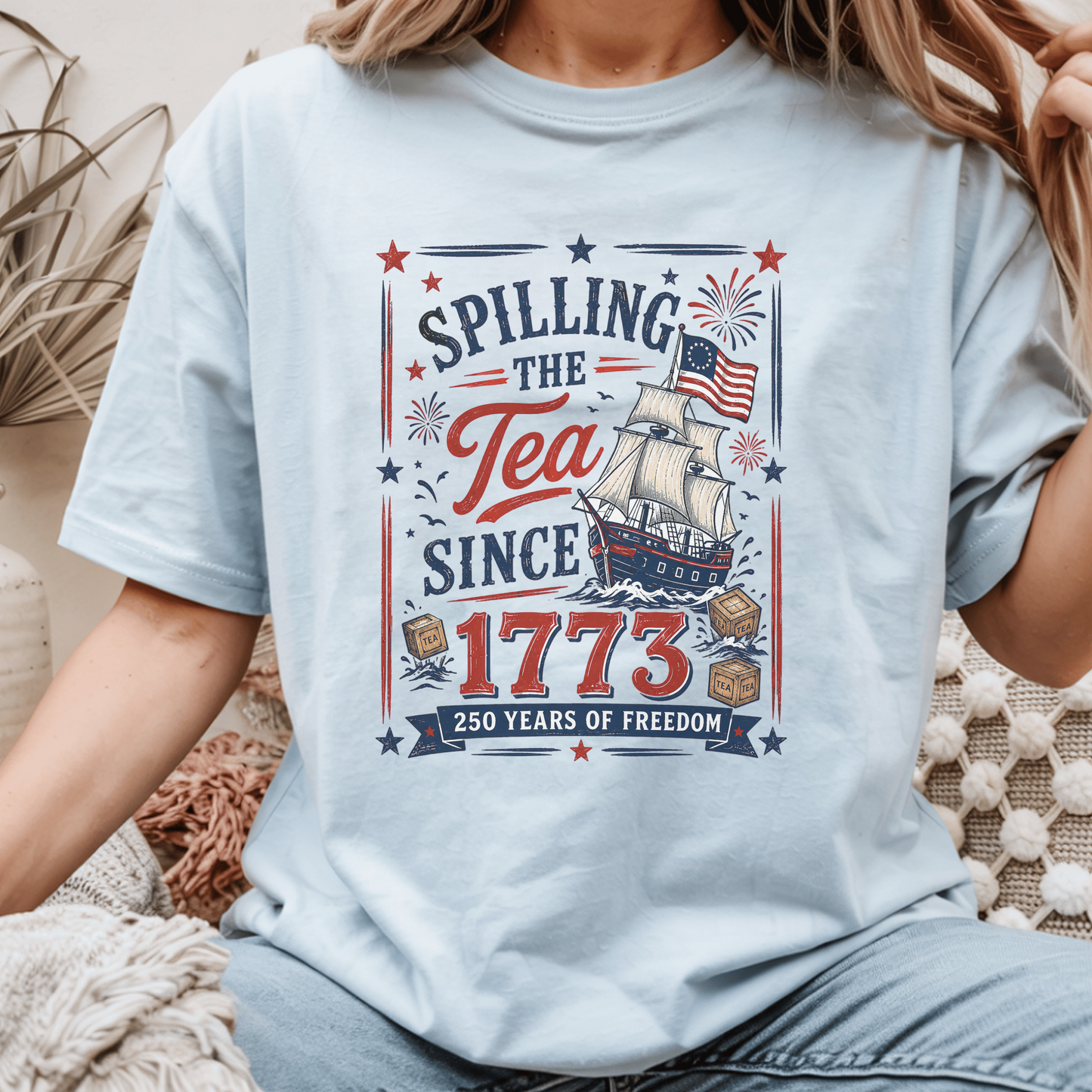 Patriotic T-Shirt, American History Tee, 1773 Spilling the Tea Shirt, Freedom Celebration Shirt, Graphic Tee for History Buffs