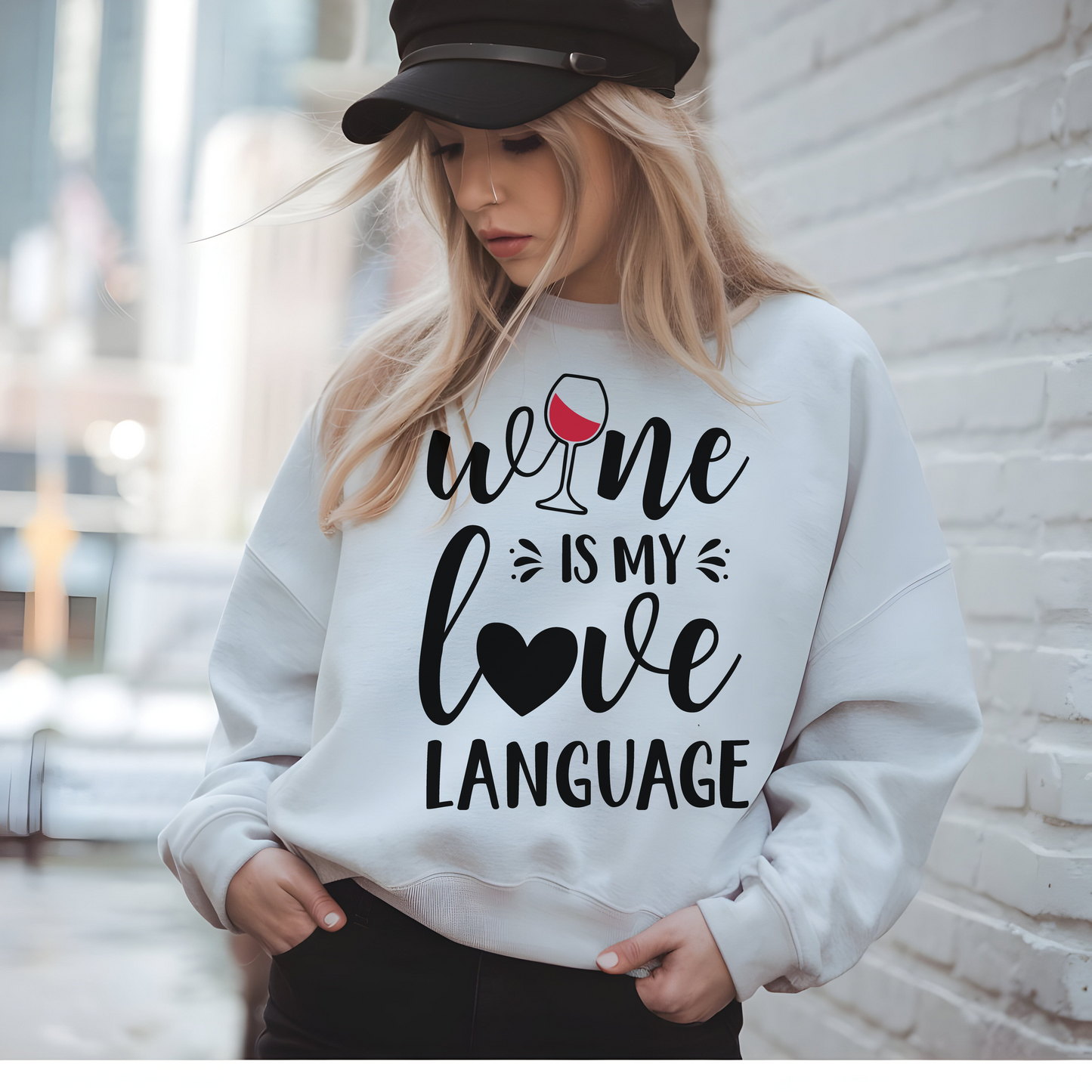 Wine Is My Love Language Sweatshirt • Wine Lover Gift • Funny Wine Shirt • Cozy Unisex Pullover • Wine Quote Graphic Sweatshirt