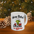 Grinch Christmas Mug With Santa Hat Design - 