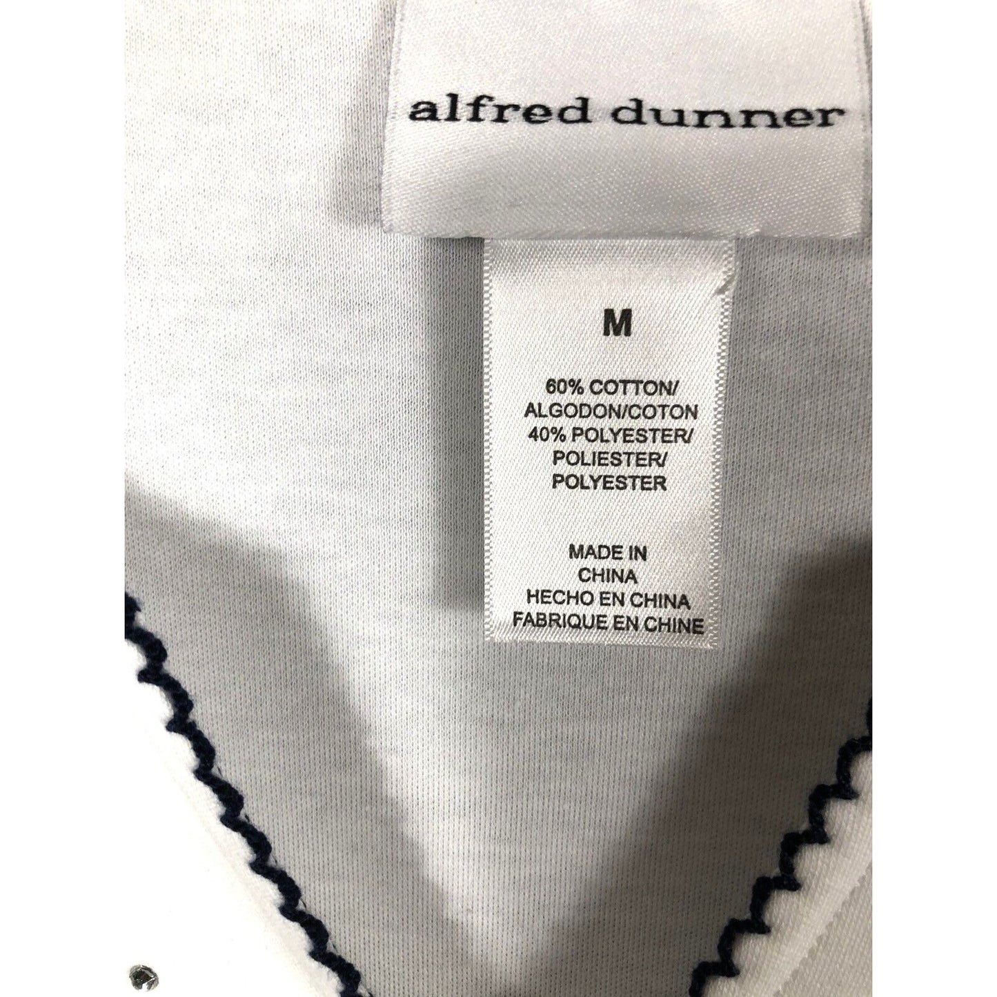 Alfred Dunner Top Woman's Medium Fireworks White Jewel Embellishment Shirt