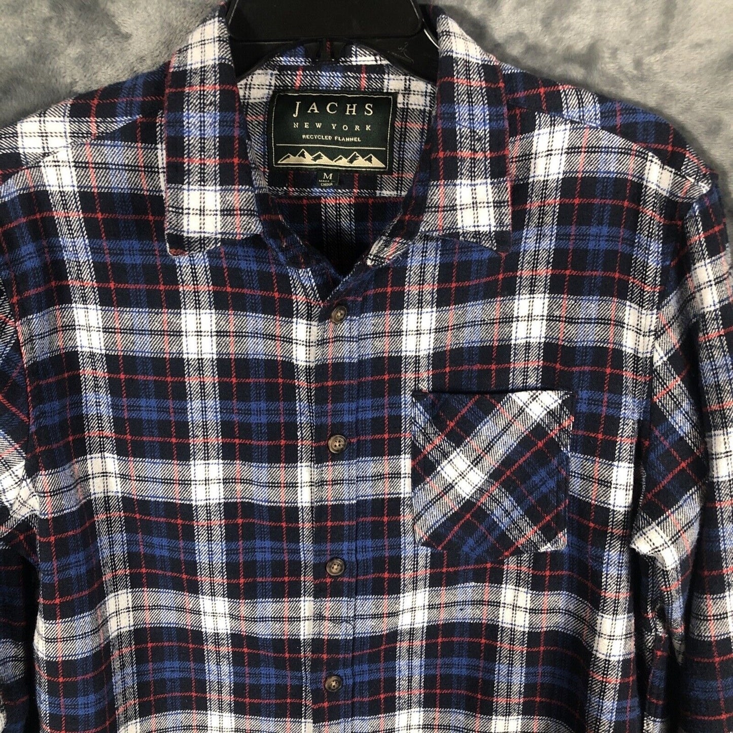 Jachs New York Flannel Shirt Men’s Blue Plaid Longsleeve Size Adult Medium
