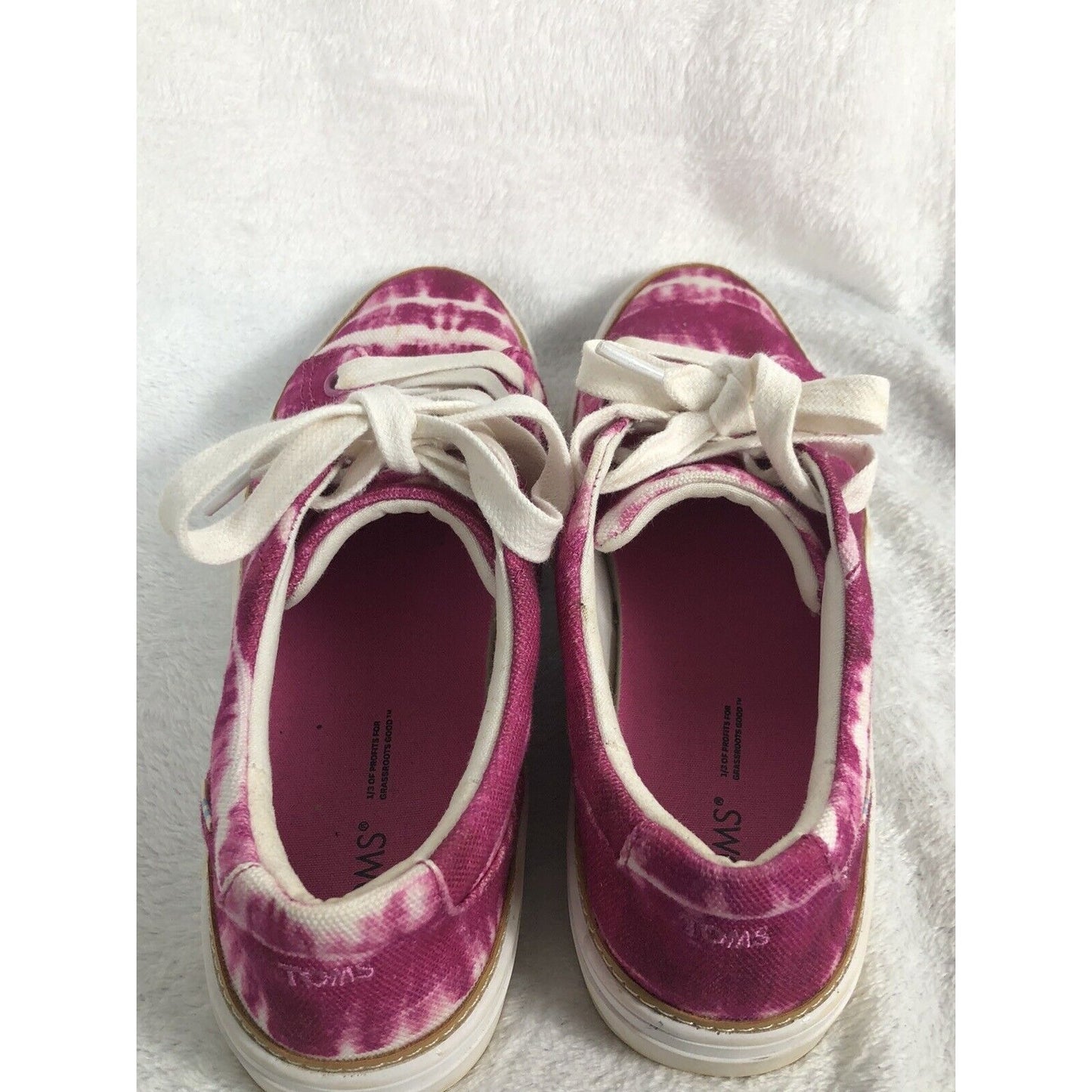 TOMS Shoes Womens 9.5 Pink White Tie Dye Sneakers Casual Canvas Alex