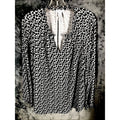 Carolina Belle Woman's Blouse Long Sleeve Animal Print Top Size L Black & White Polyester