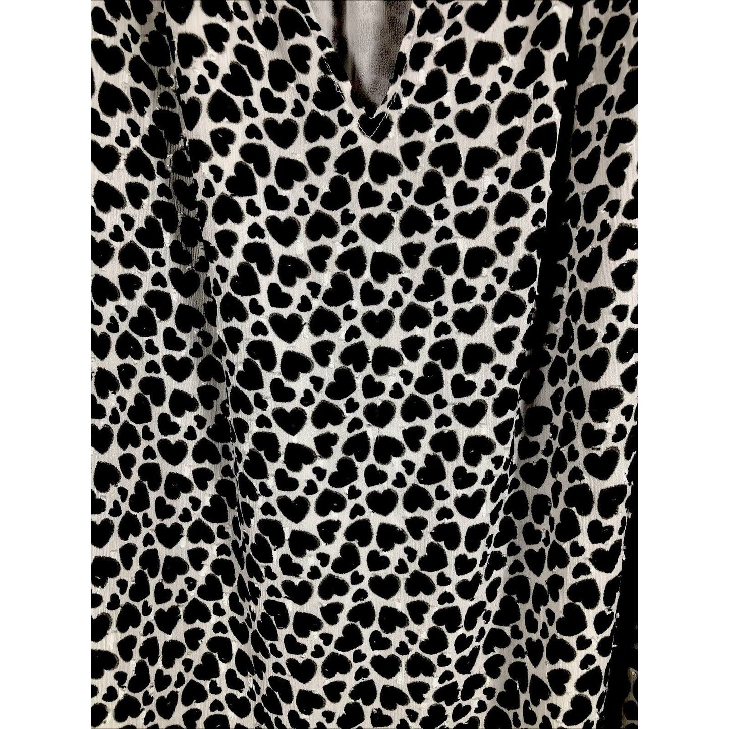 Carolina Belle Woman's Blouse Long Sleeve Animal Print Top Size L Black & White Polyester