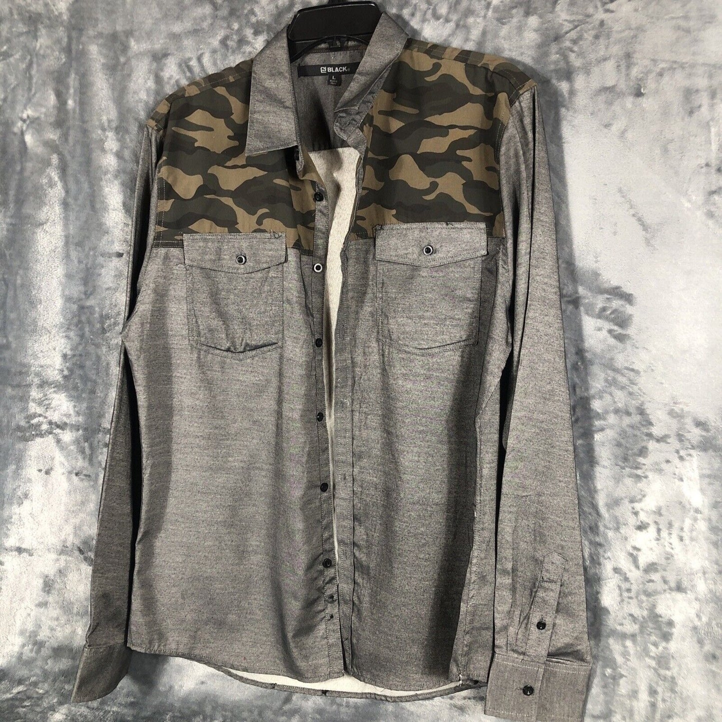 Black Camouflage Men’s Slim Gray Shirt Size Large
