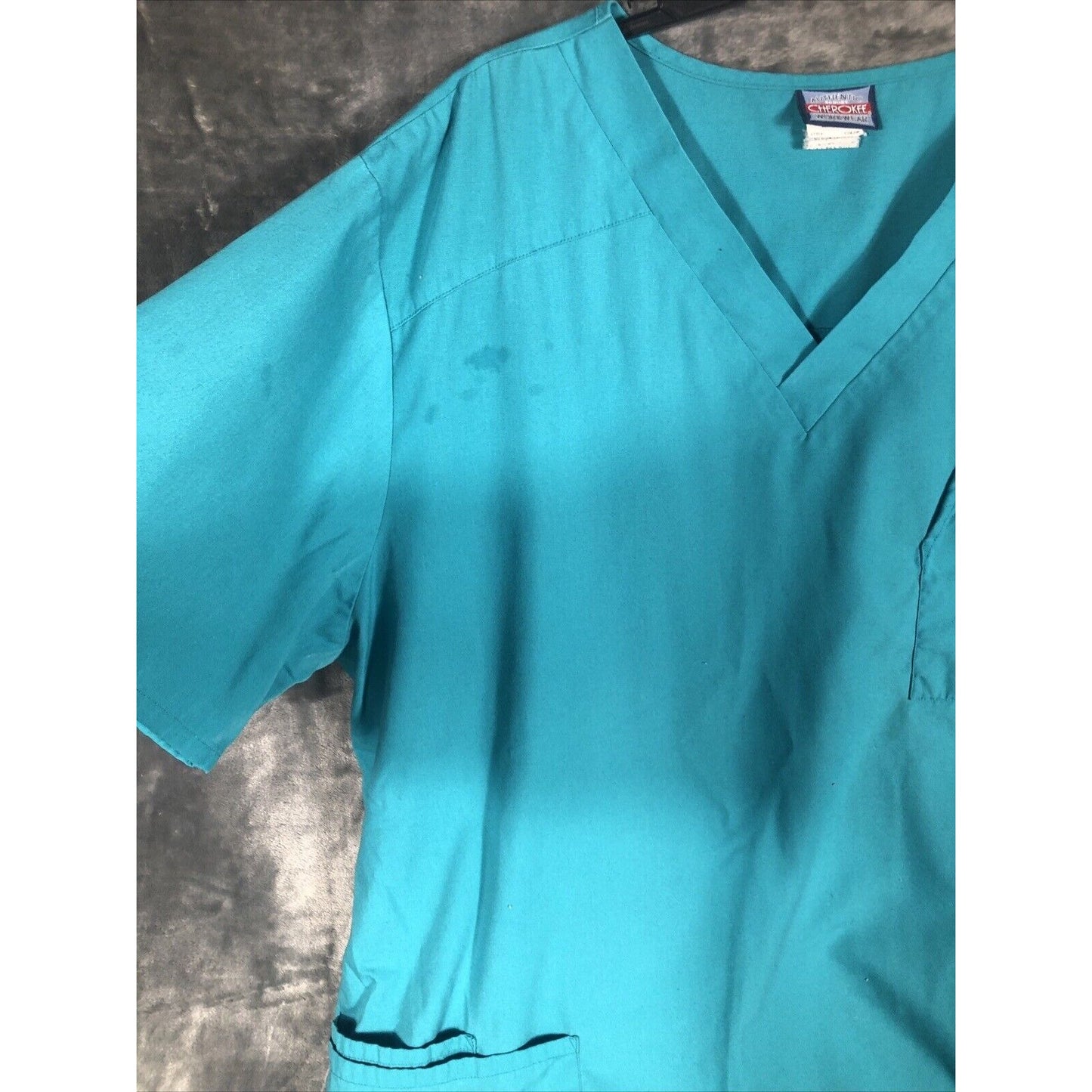 Cherokee Scrubs Unisex Workwear V Neck Scrub Shirt Blue/Green Medical Scrub Top